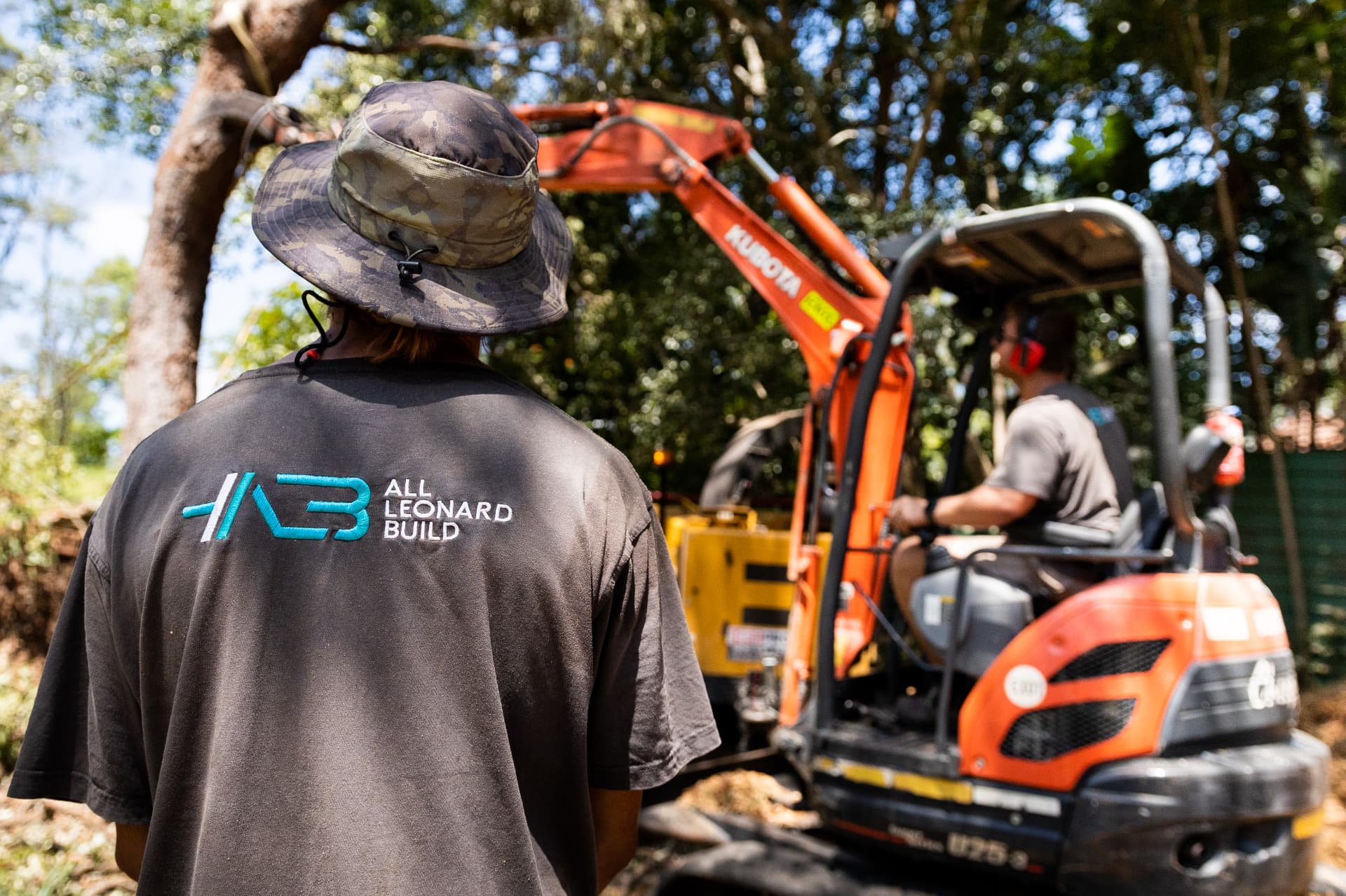 Marty Leonard on site at a Gold Coast build, working alongside the team.